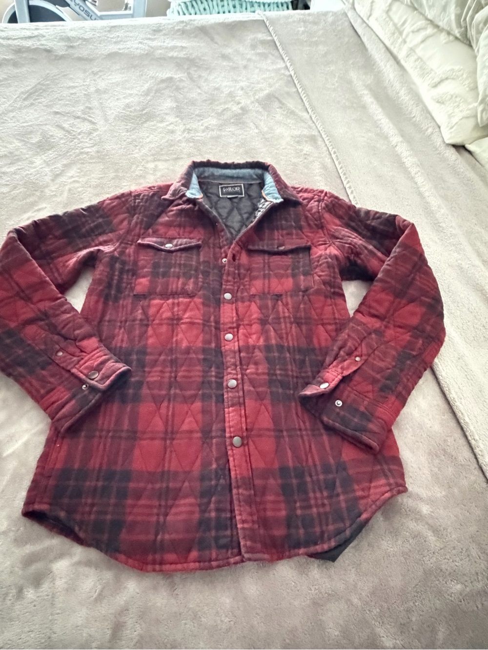Men's Red Plaid Quilted Button-Down Shirt Jacket NWOT